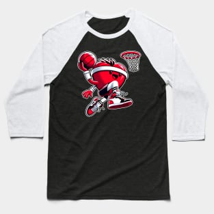 Valentine's Day Heart Basketball Player Slam Dunking Baseball T-Shirt